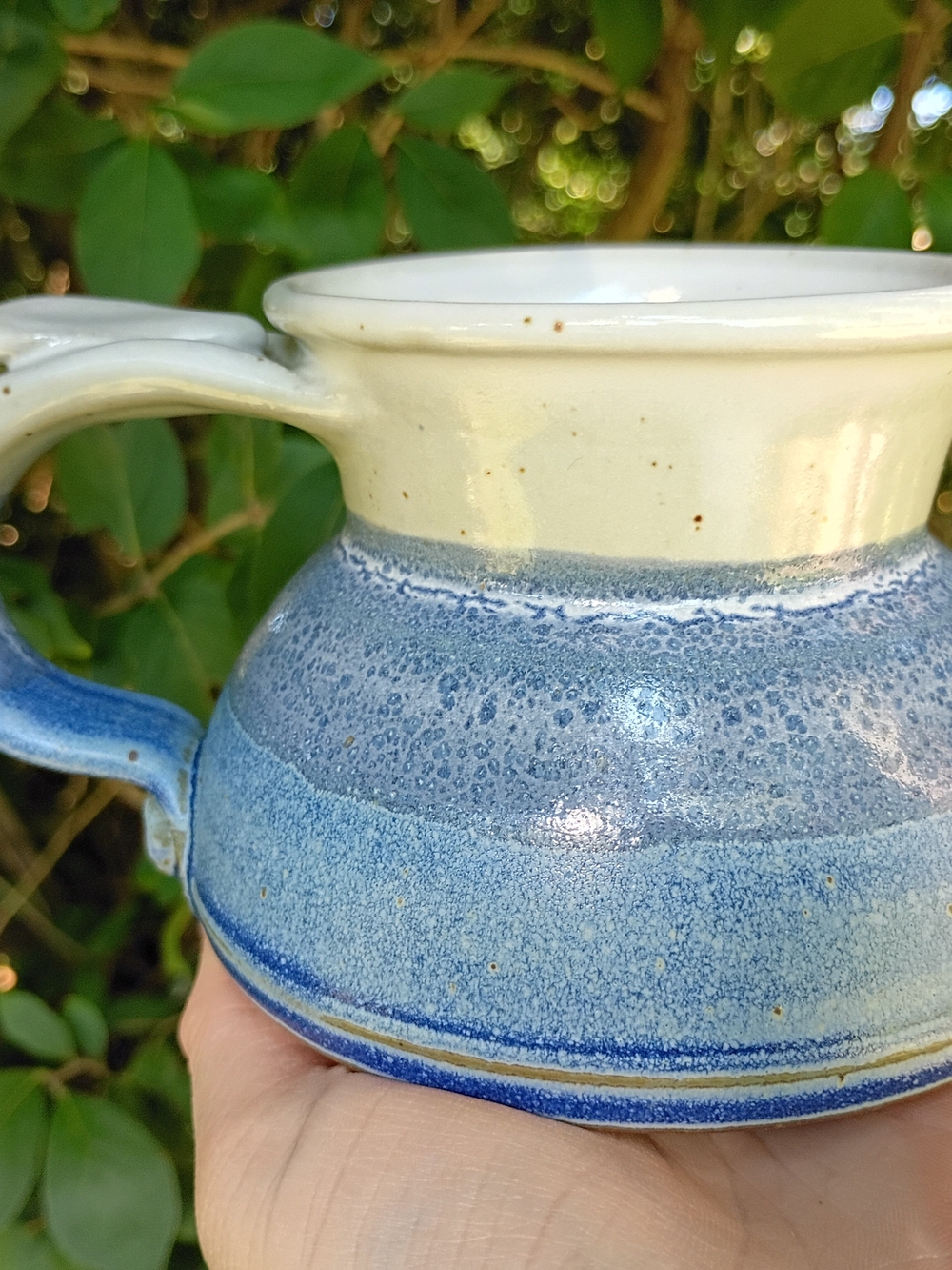 Handcrafted Blue and Cream Ceramic Mug - Home Art